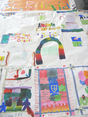 Close-up of the giant paper quilt